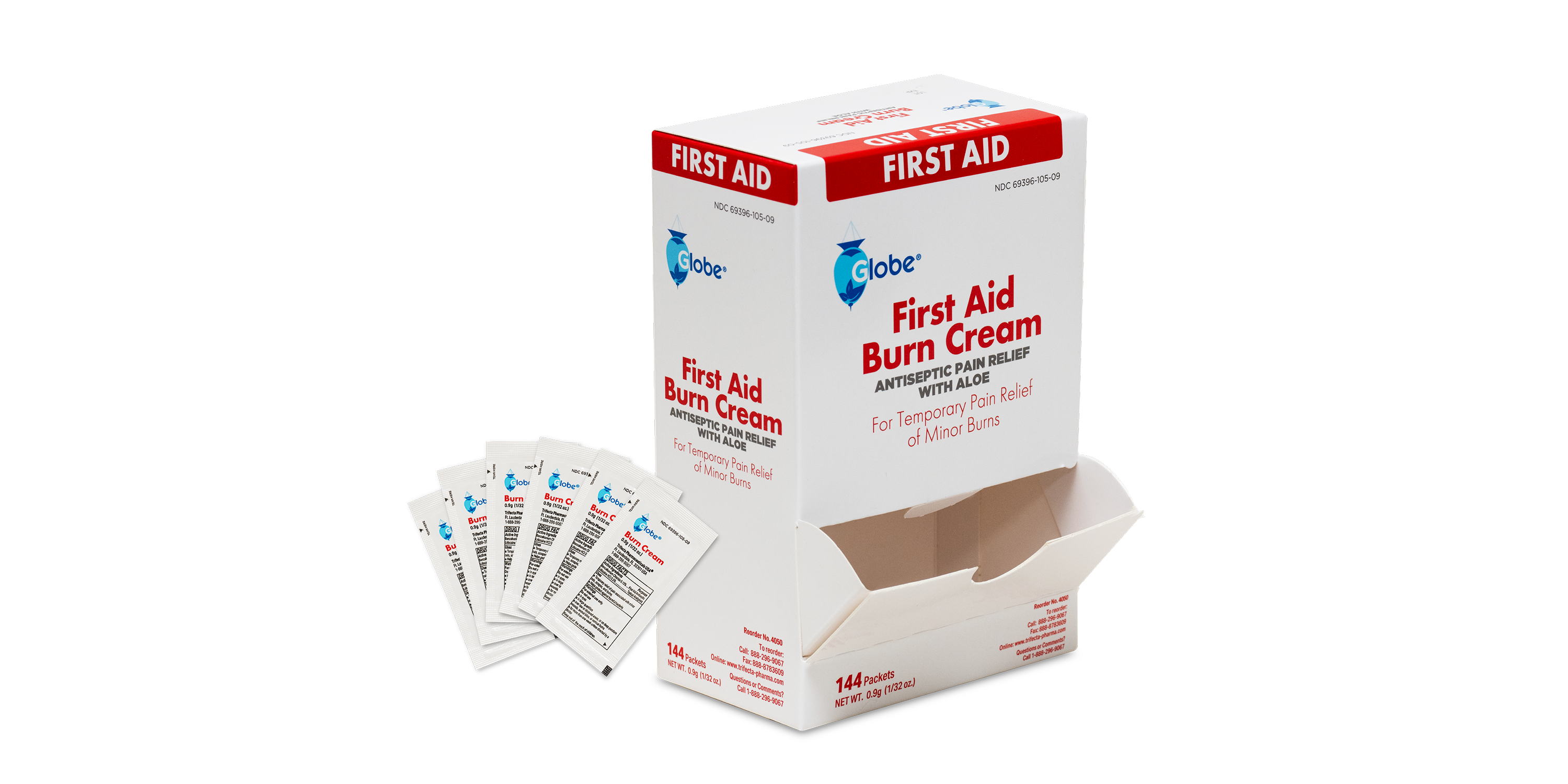 Globe First Aid Burn Cream 0.9g Packets, (Box of 144) (Bulk) 969